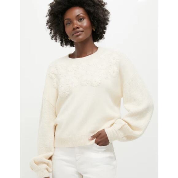 Tuckernuck Hyacinth House Francine Sweater Size XL Embroidered Flowers Cream - Picture 16 of 16